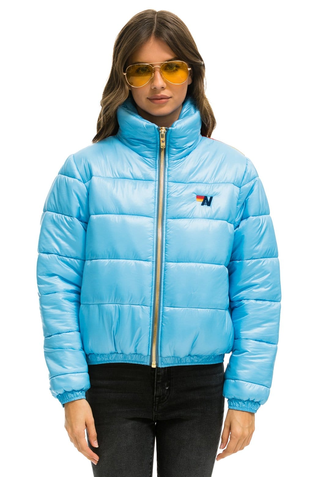 Aviator Nation SUNBURST APRES PUFFER JACKET - GLOSSY SKY