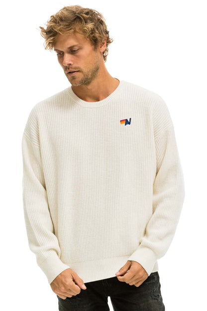Aviator Nation VINTAGE CABIN UNISEX CASHMERE SWEATER - VINTAGE WHITE