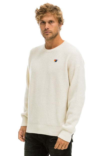 Aviator Nation VINTAGE CABIN UNISEX CASHMERE SWEATER - VINTAGE WHITE