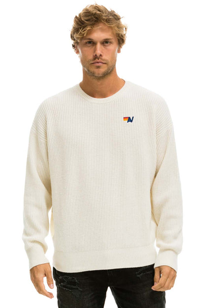 Aviator Nation VINTAGE CABIN UNISEX CASHMERE SWEATER - VINTAGE WHITE