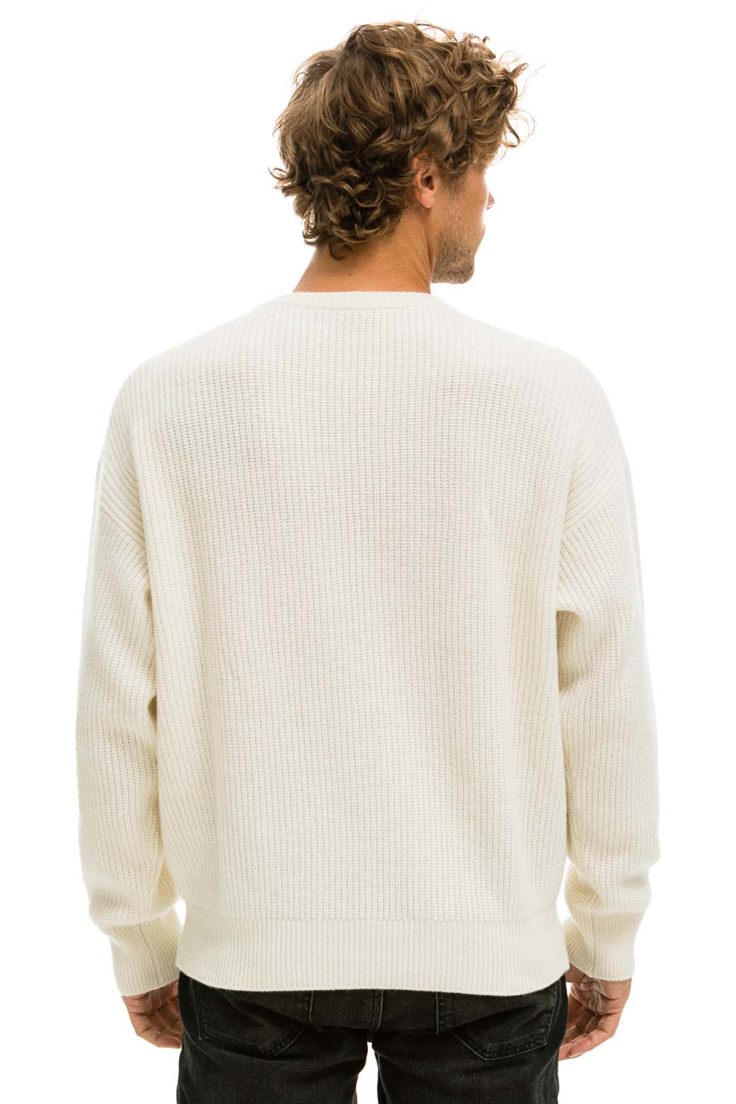 Aviator Nation VINTAGE CABIN UNISEX CASHMERE SWEATER - VINTAGE WHITE