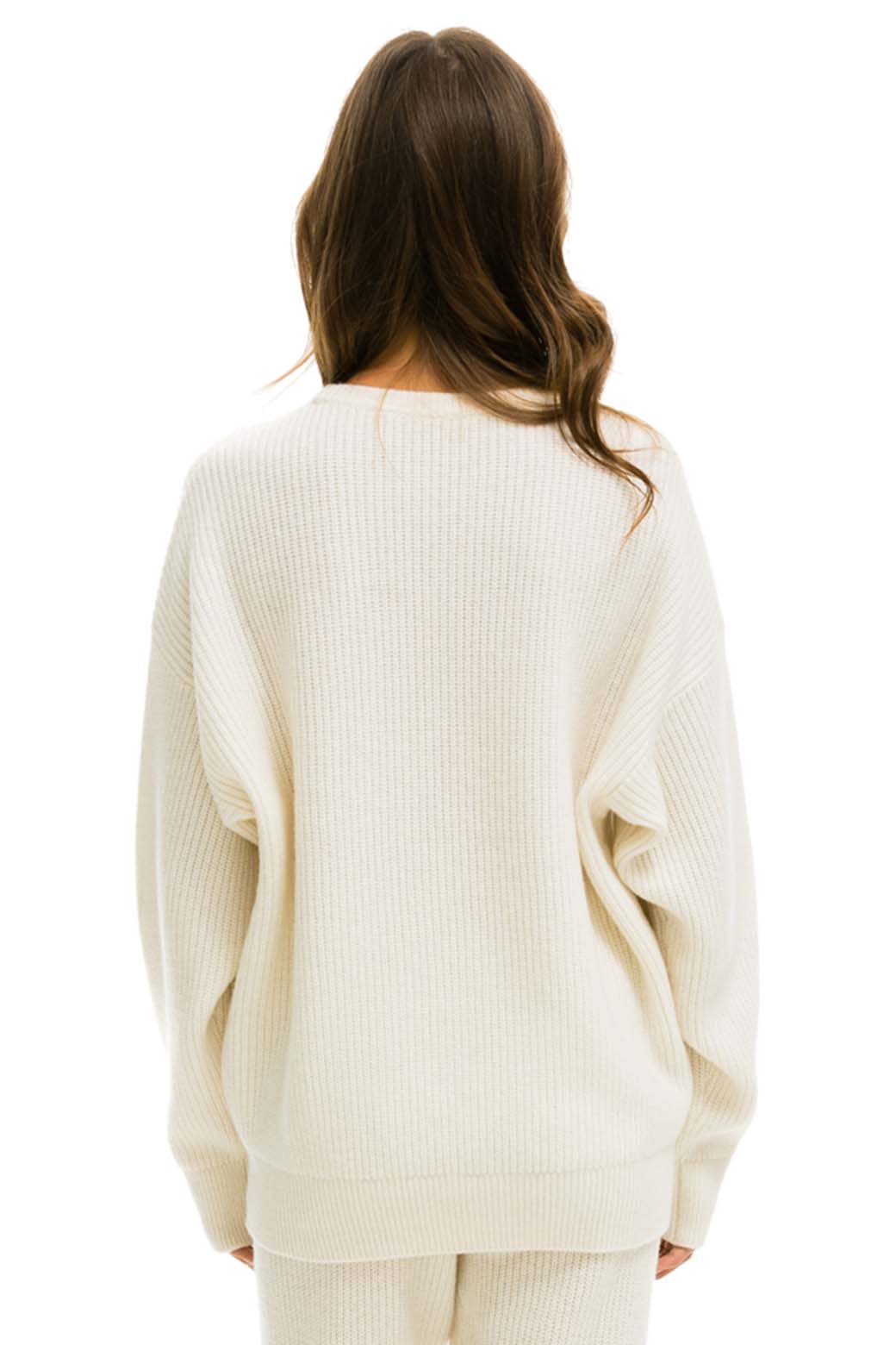Aviator Nation VINTAGE CABIN UNISEX CASHMERE SWEATER - VINTAGE WHITE