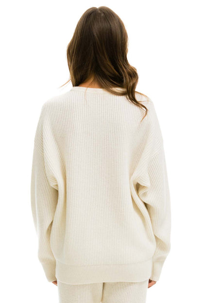 Aviator Nation VINTAGE CABIN UNISEX CASHMERE SWEATER - VINTAGE WHITE