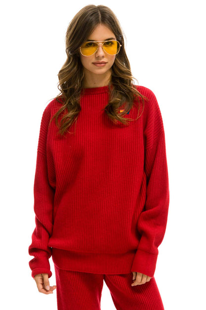 Aviator Nation VINTAGE CABIN UNISEX CASHMERE SWEATER - CHERRY
