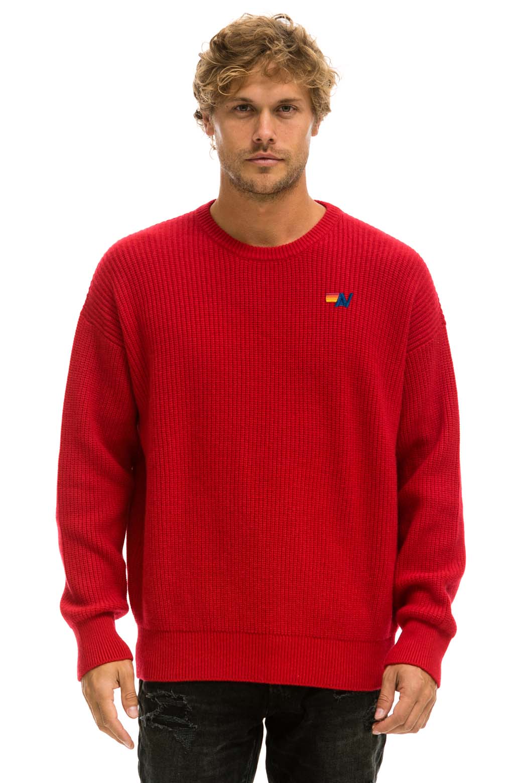 Aviator Nation VINTAGE CABIN UNISEX CASHMERE SWEATER - CHERRY