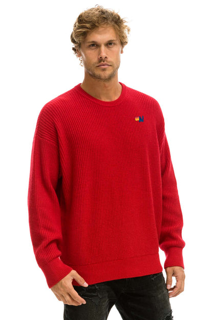 Aviator Nation VINTAGE CABIN UNISEX CASHMERE SWEATER - CHERRY