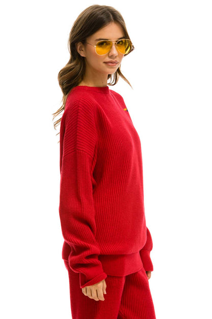Aviator Nation VINTAGE CABIN UNISEX CASHMERE SWEATER - CHERRY
