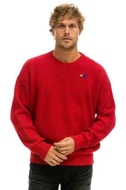 Aviator Nation VINTAGE CABIN UNISEX CASHMERE SWEATER - CHERRY