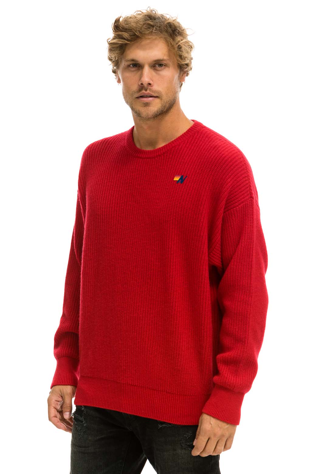 Aviator Nation VINTAGE CABIN UNISEX CASHMERE SWEATER - CHERRY