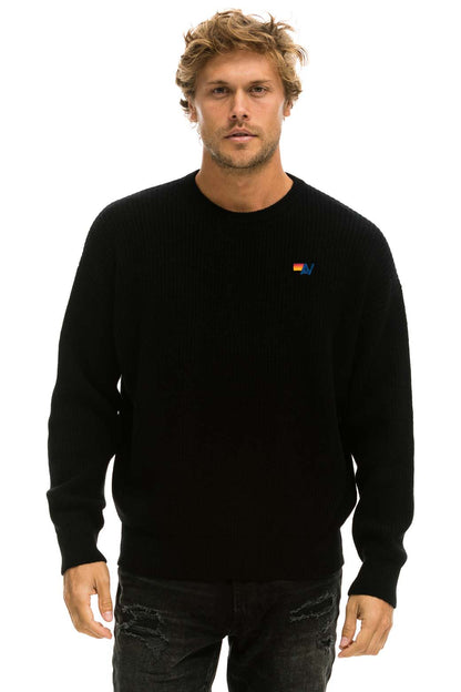 Aviator Nation VINTAGE CABIN UNISEX CASHMERE SWEATER - BLACK