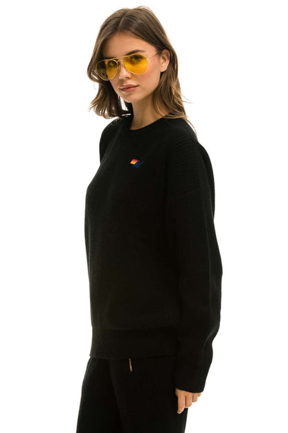 Aviator Nation VINTAGE CABIN UNISEX CASHMERE SWEATER - BLACK