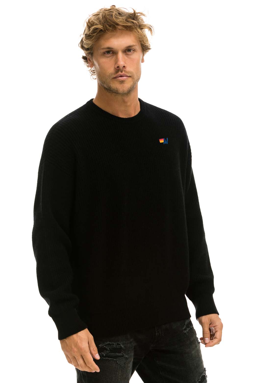 Aviator Nation VINTAGE CABIN UNISEX CASHMERE SWEATER - BLACK