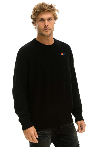 Aviator Nation VINTAGE CABIN UNISEX CASHMERE SWEATER - BLACK