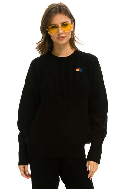 Aviator Nation VINTAGE CABIN UNISEX CASHMERE SWEATER - BLACK