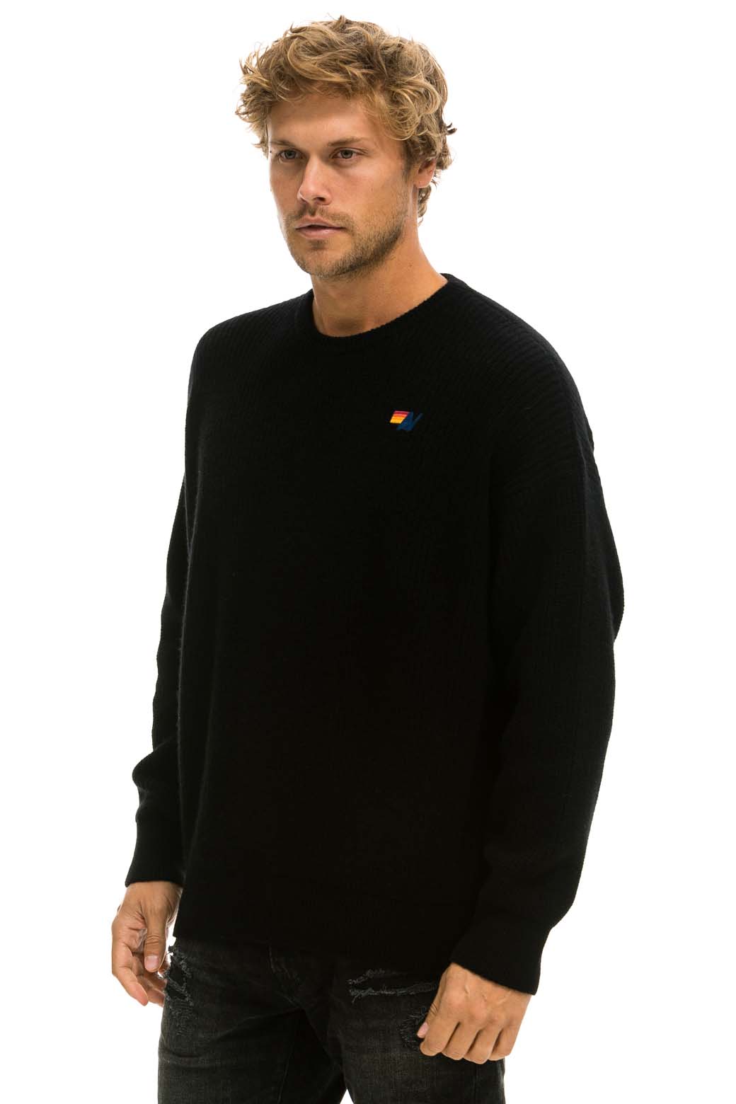 Aviator Nation VINTAGE CABIN UNISEX CASHMERE SWEATER - BLACK