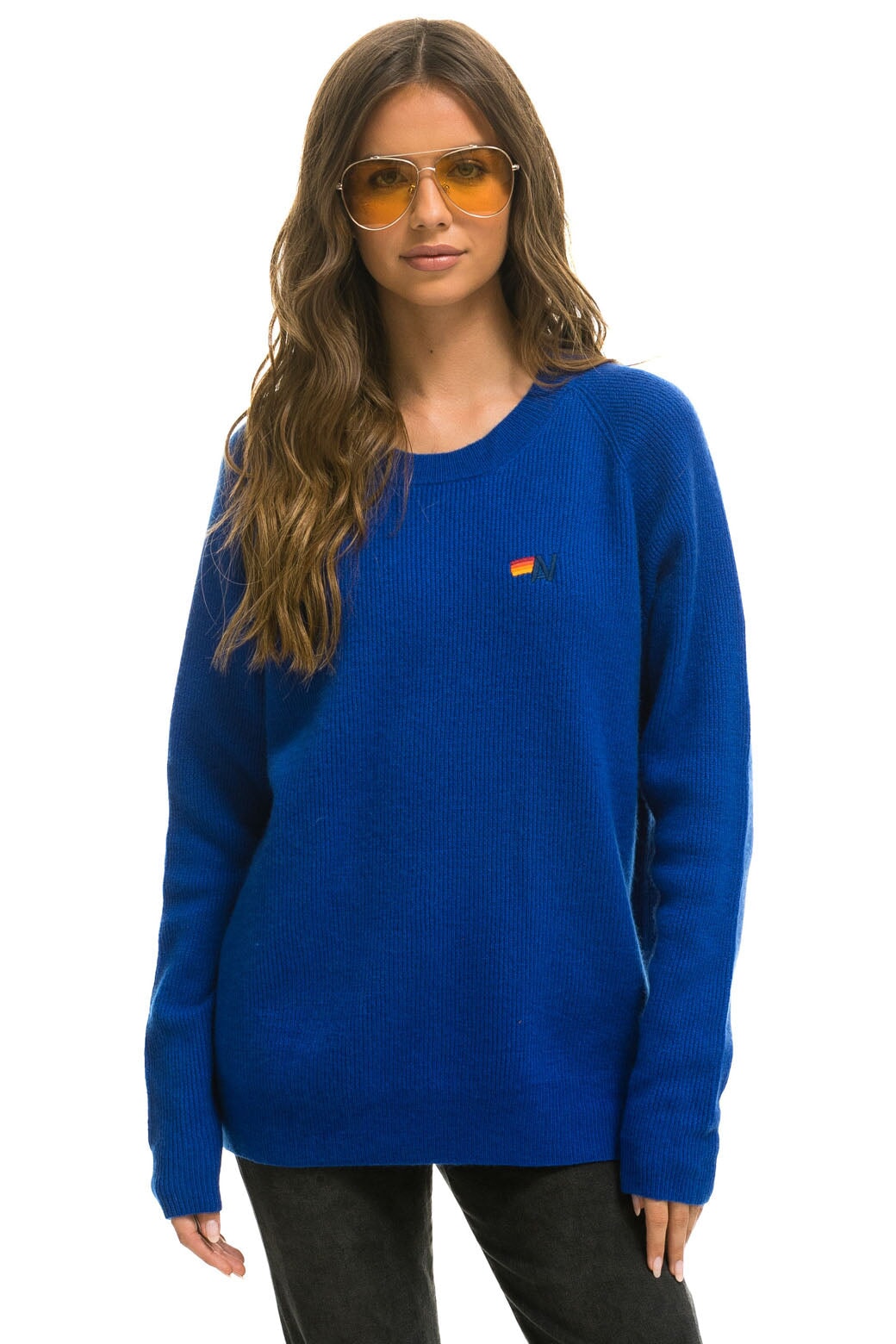 Aviator Nation VINTAGE CABIN 2 UNISEX CASHMERE SWEATER - LAPIS