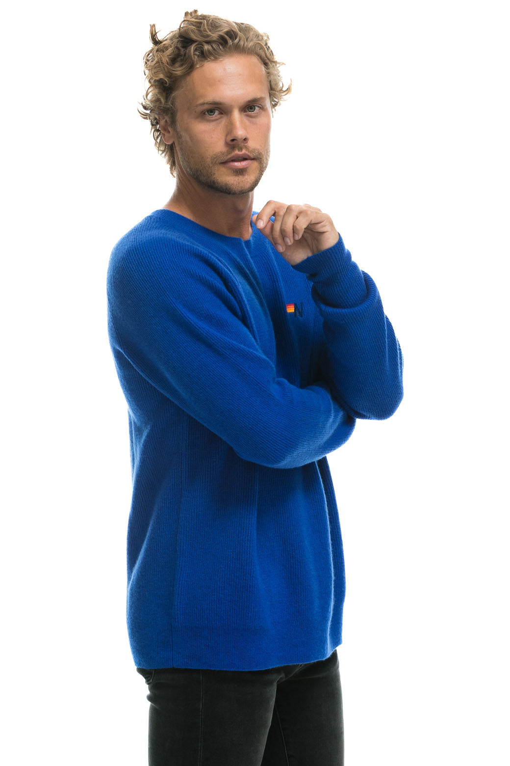 Aviator Nation VINTAGE CABIN 2 UNISEX CASHMERE SWEATER - LAPIS