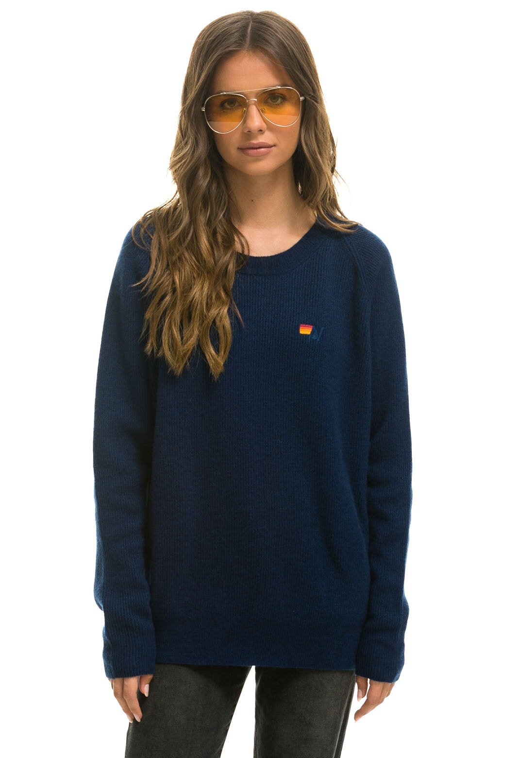 Aviator Nation VINTAGE CABIN 2 UNISEX CASHMERE SWEATER - MIDNIGHT
