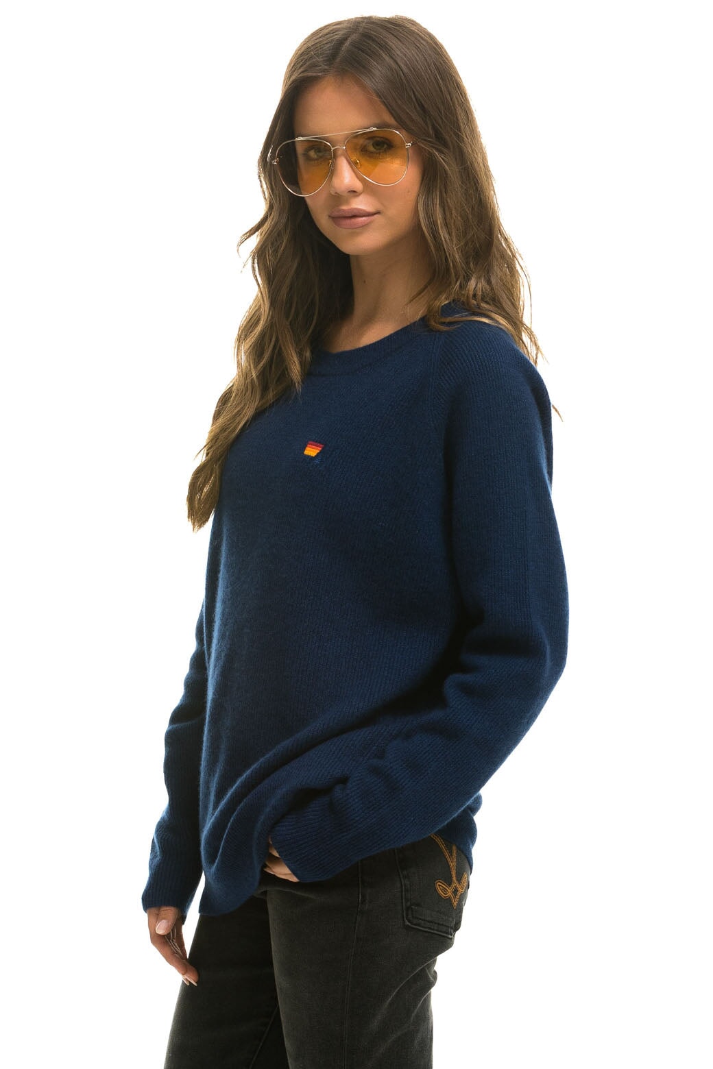 Aviator Nation VINTAGE CABIN 2 UNISEX CASHMERE SWEATER - MIDNIGHT