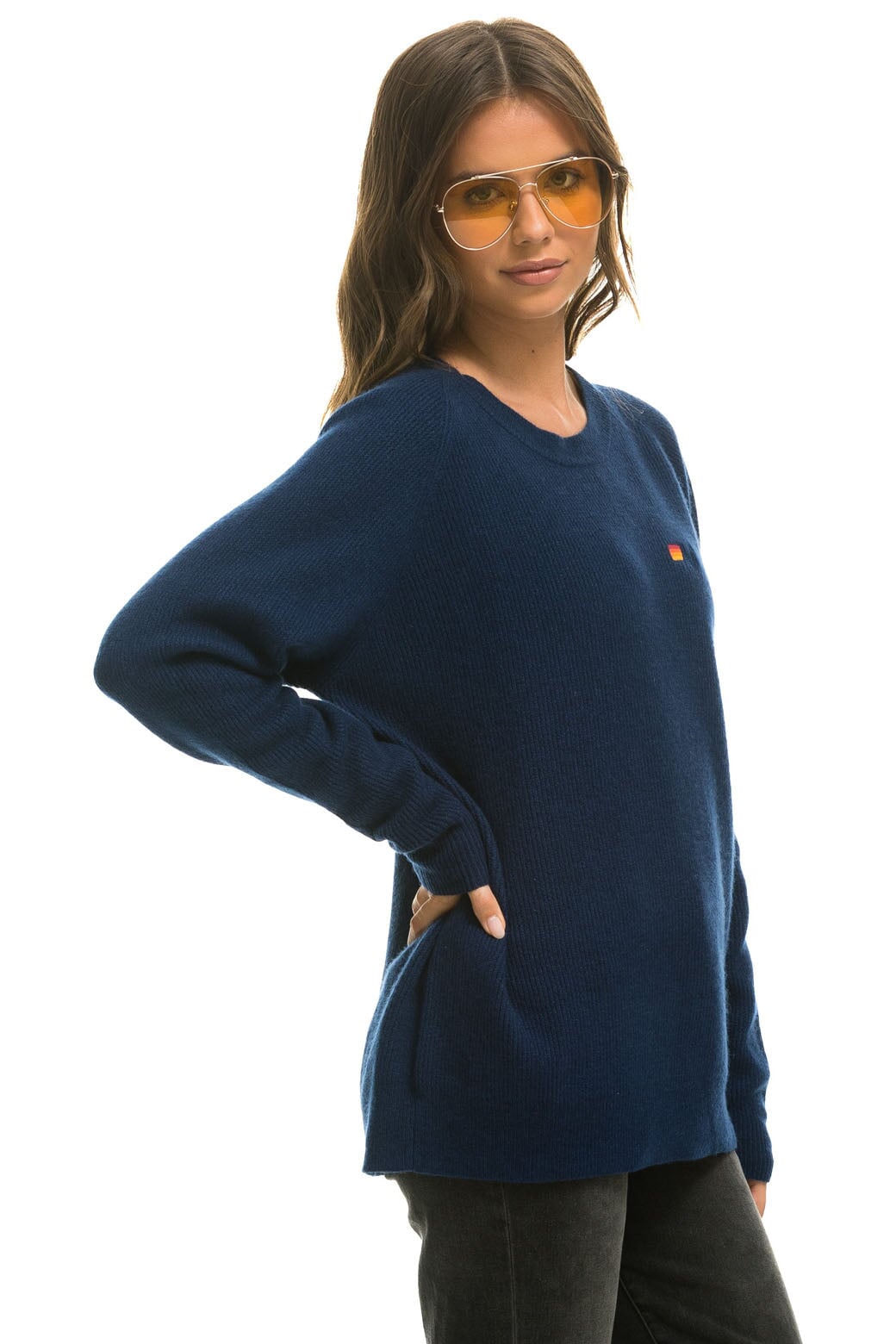Aviator Nation VINTAGE CABIN 2 UNISEX CASHMERE SWEATER - MIDNIGHT