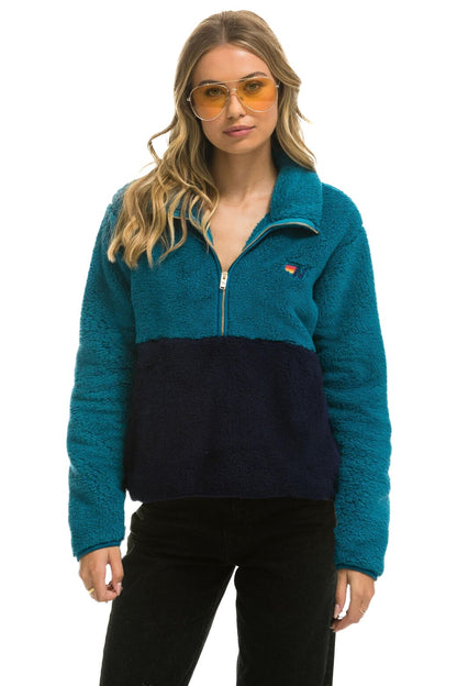 Aviator Nation TEDDY APRES HALF ZIP COLOR BLOCK JACKET - CAPRI