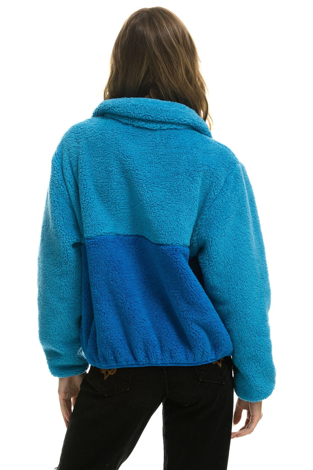 Aviator Nation TEDDY APRES HALF ZIP COLOR BLOCK JACKET - OCEAN