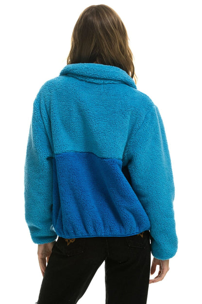 Aviator Nation TEDDY APRES HALF ZIP COLOR BLOCK JACKET - OCEAN