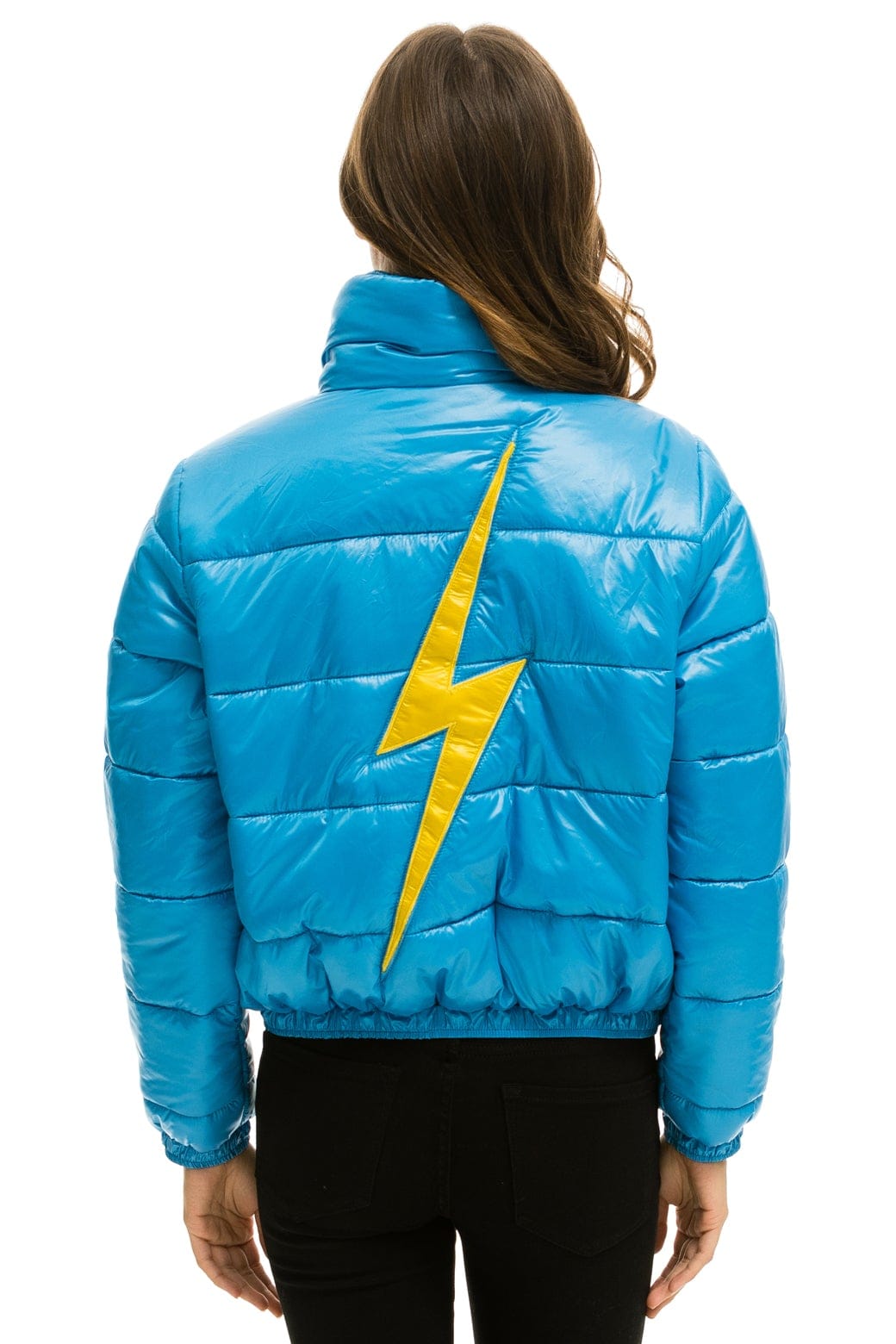Aviator Nation BOLT LUXE APRES PUFFER JACKET - GLOSSY OCEAN