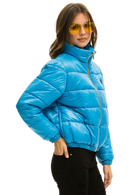 Aviator Nation BOLT LUXE APRES PUFFER JACKET - GLOSSY OCEAN