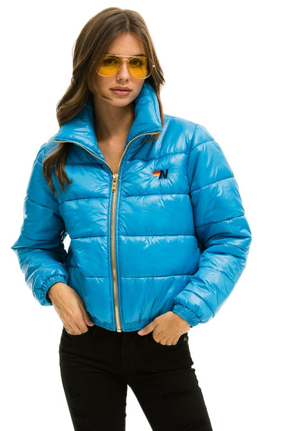 Aviator Nation BOLT LUXE APRES PUFFER JACKET - GLOSSY OCEAN