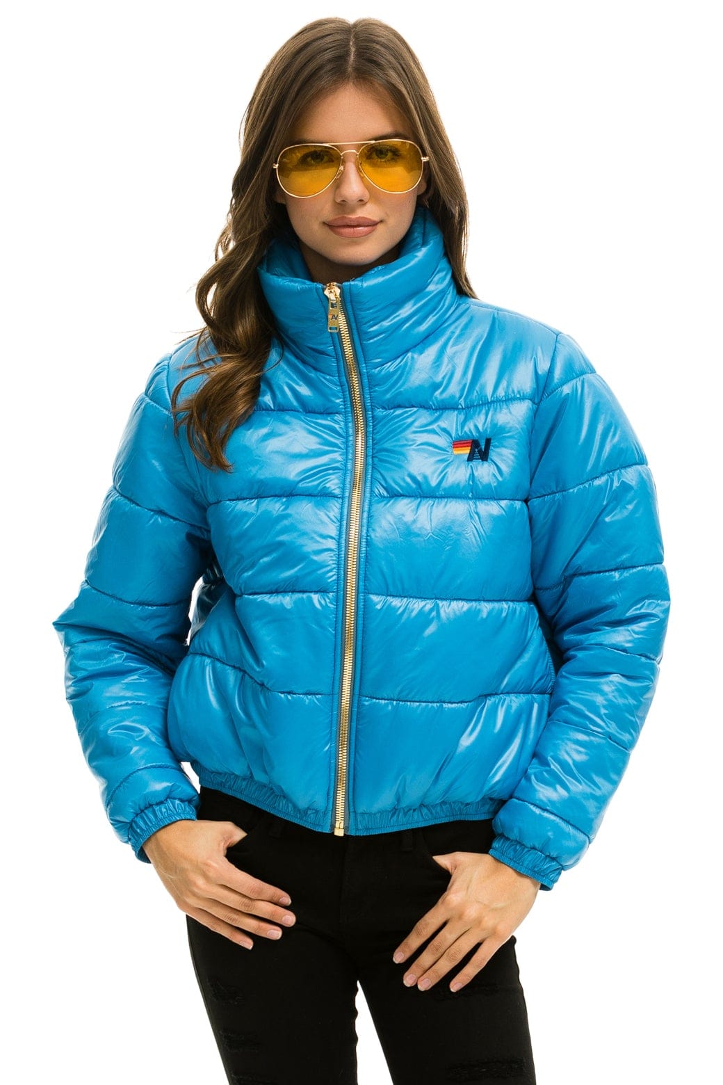 Aviator Nation BOLT LUXE APRES PUFFER JACKET - GLOSSY OCEAN
