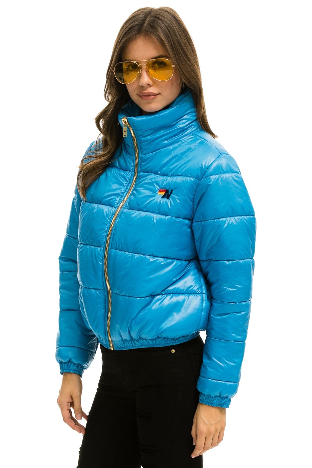 Aviator Nation BOLT LUXE APRES PUFFER JACKET - GLOSSY OCEAN