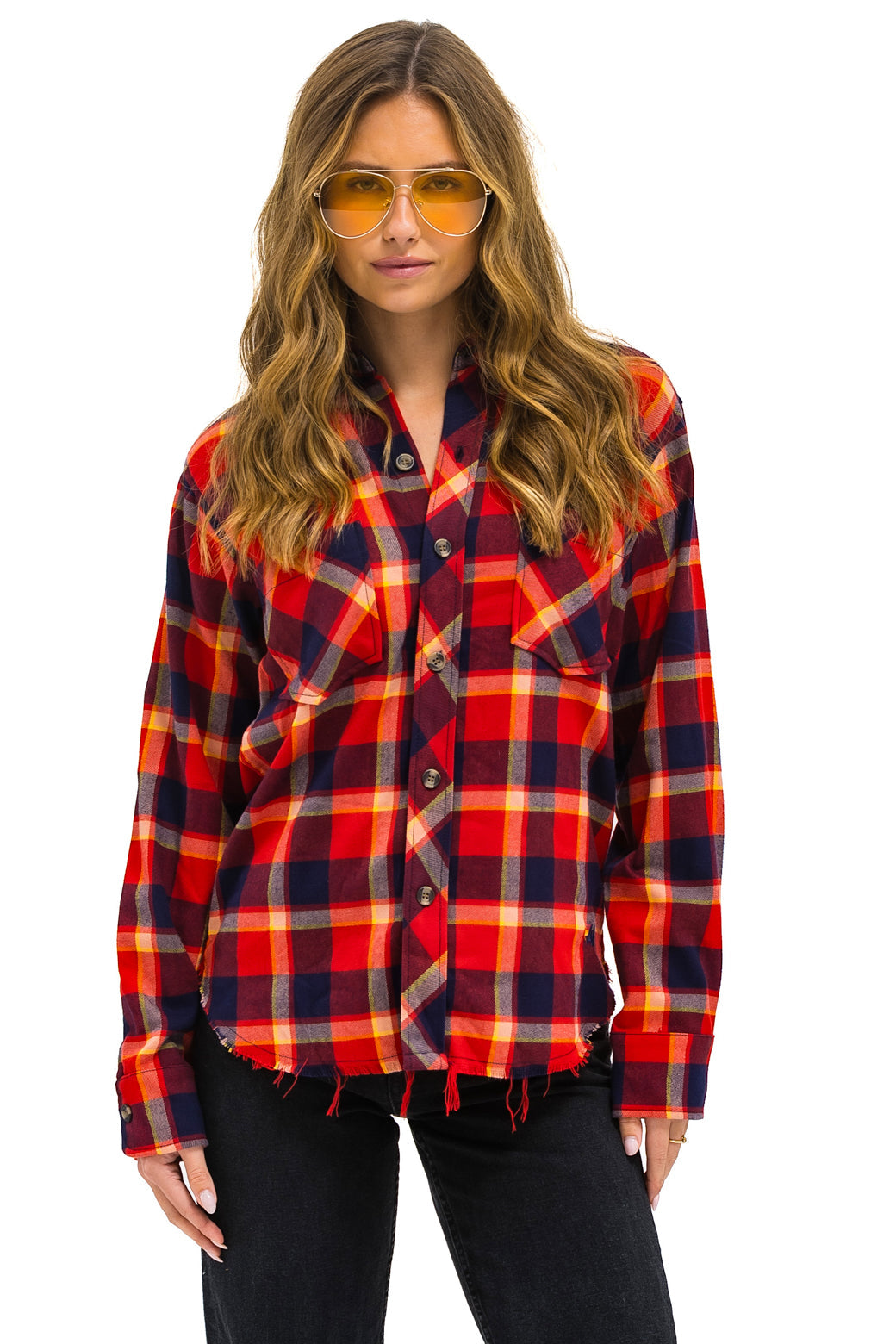 Aviator Nation PLAID FLANNEL WESTERN SHIRT - RUGBY PLAID