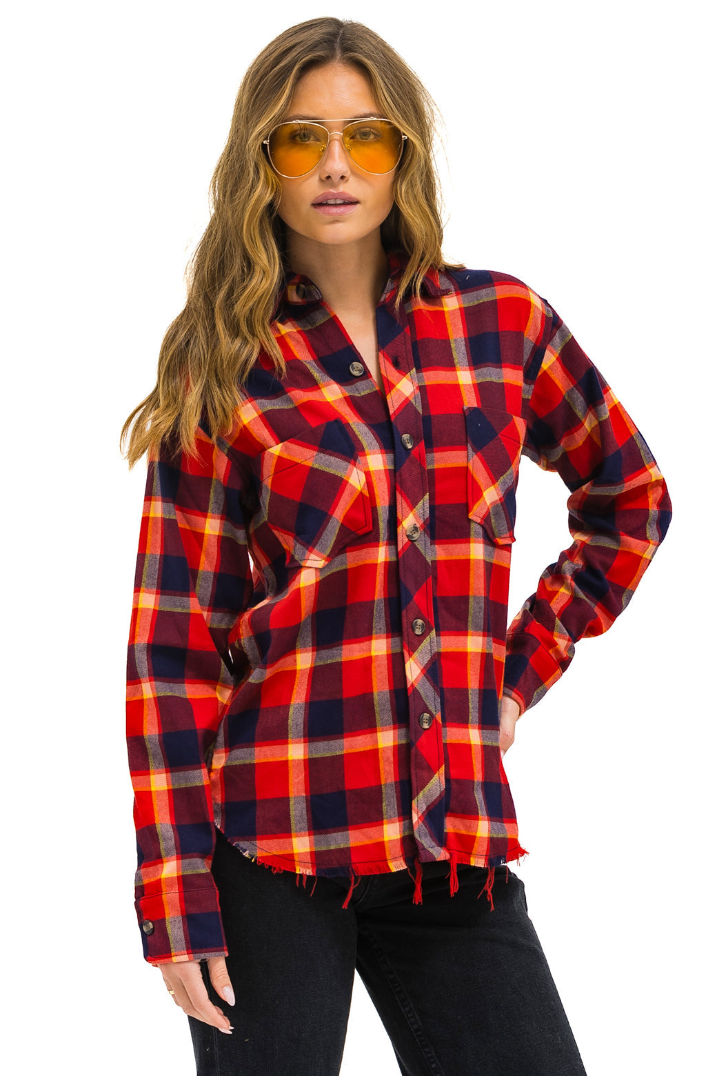 Aviator Nation PLAID FLANNEL WESTERN SHIRT - RUGBY PLAID