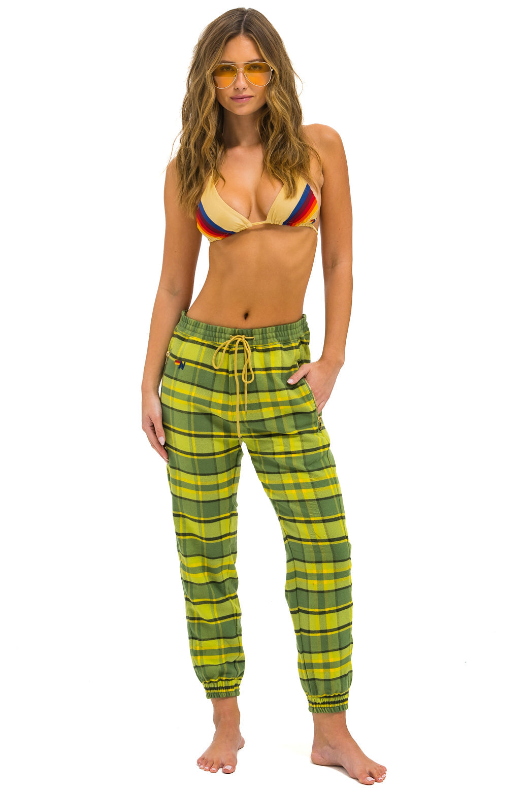 Aviator Nation UNISEX PLAID LODGE PANT - AVOCADO PLAID