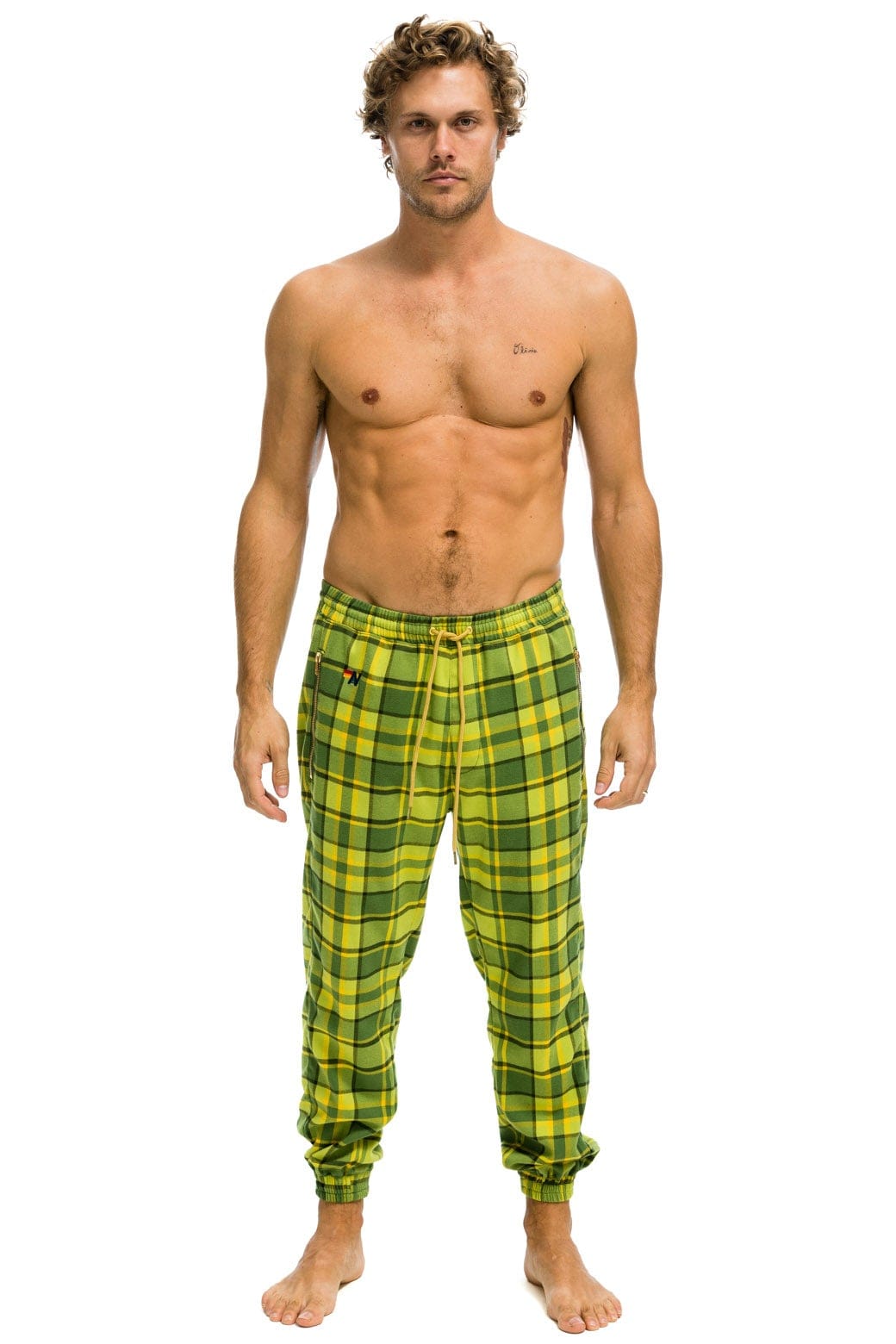 Aviator Nation UNISEX PLAID LODGE PANT - AVOCADO PLAID
