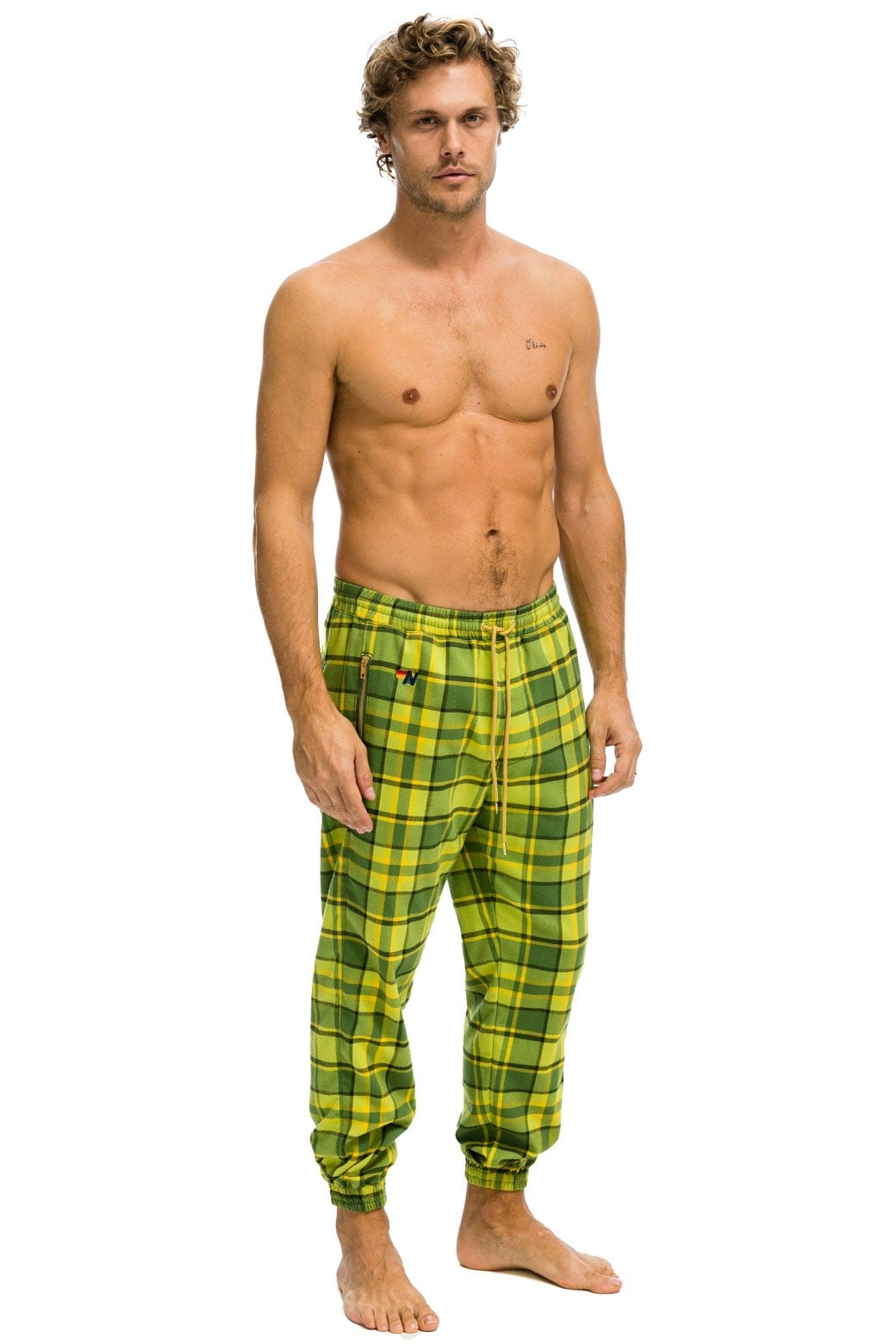Aviator Nation UNISEX PLAID LODGE PANT - AVOCADO PLAID