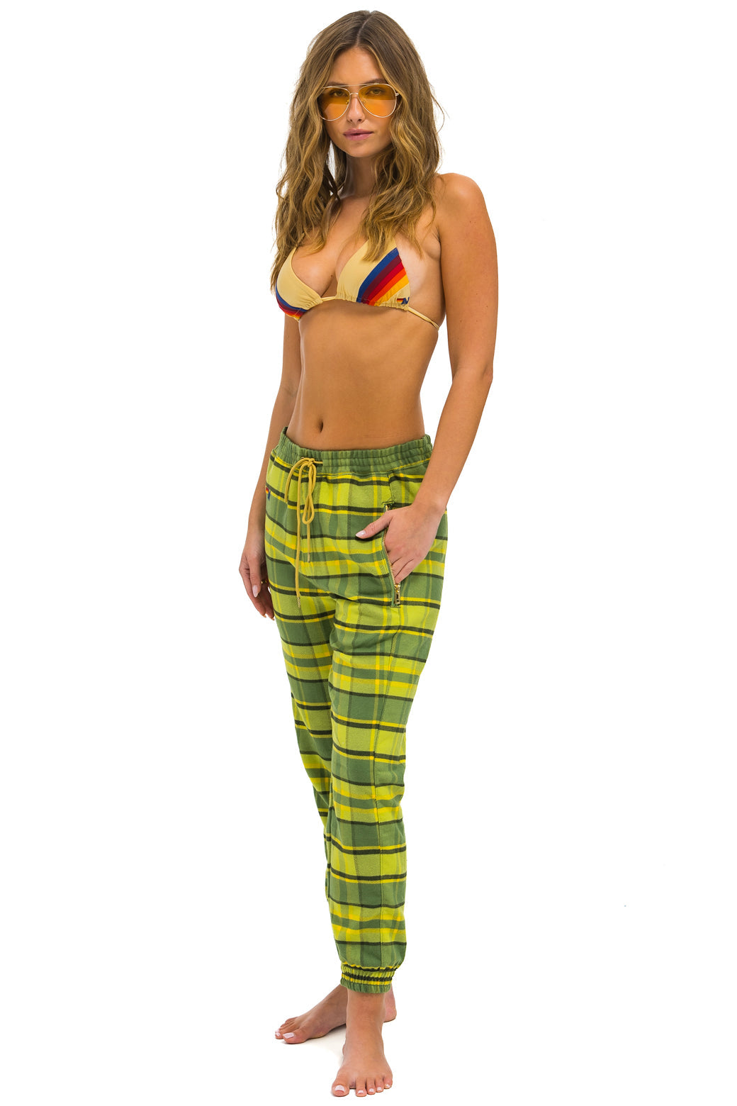 Aviator Nation UNISEX PLAID LODGE PANT - AVOCADO PLAID