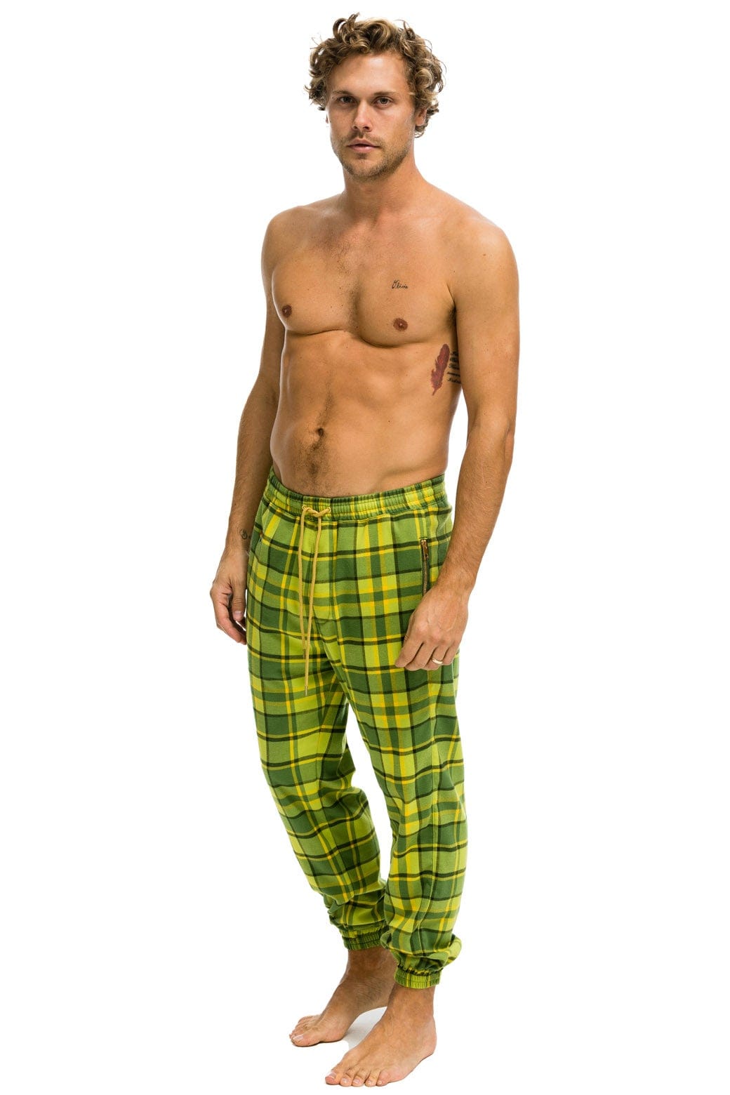 Aviator Nation UNISEX PLAID LODGE PANT - AVOCADO PLAID