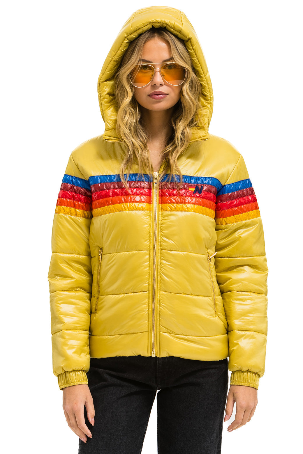 Aviator Nation 5 STRIPE TREKKER JACKET - GLOSSY KHAKI