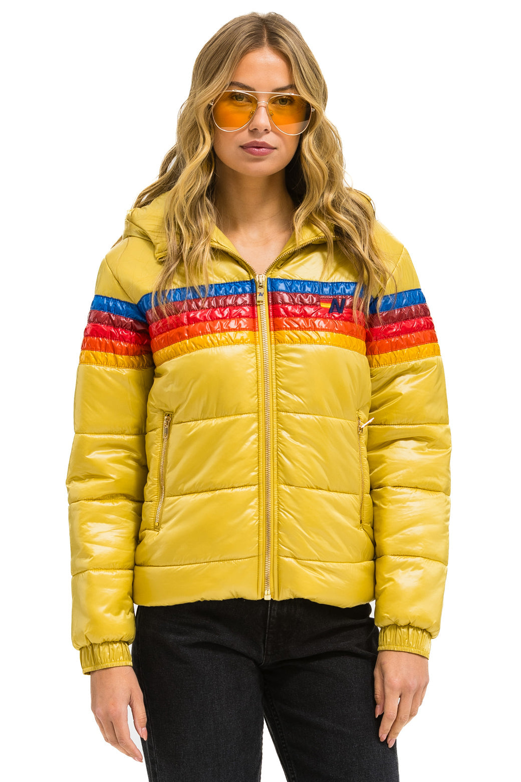 Aviator Nation 5 STRIPE TREKKER JACKET - GLOSSY KHAKI