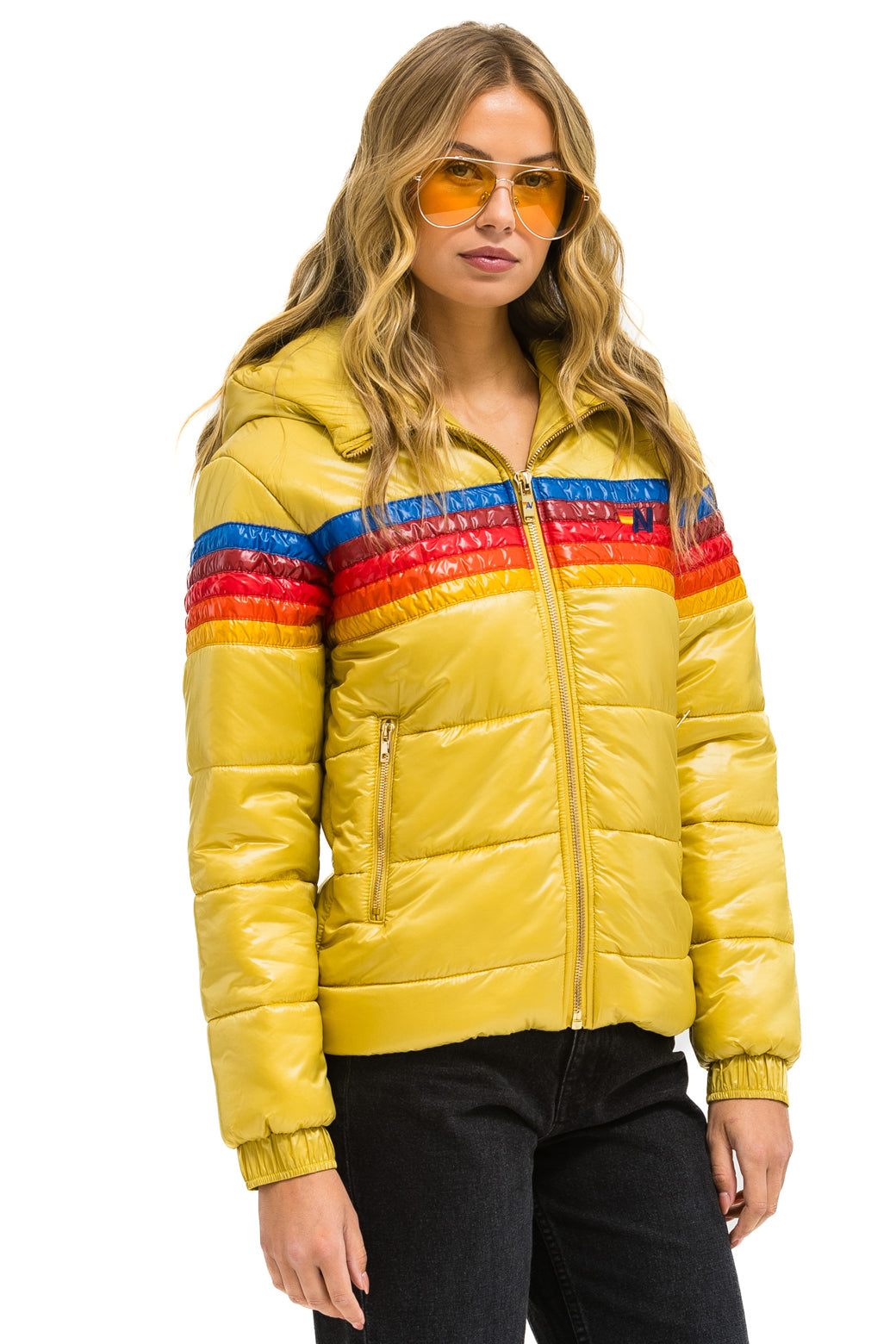 Aviator Nation 5 STRIPE TREKKER JACKET - GLOSSY KHAKI