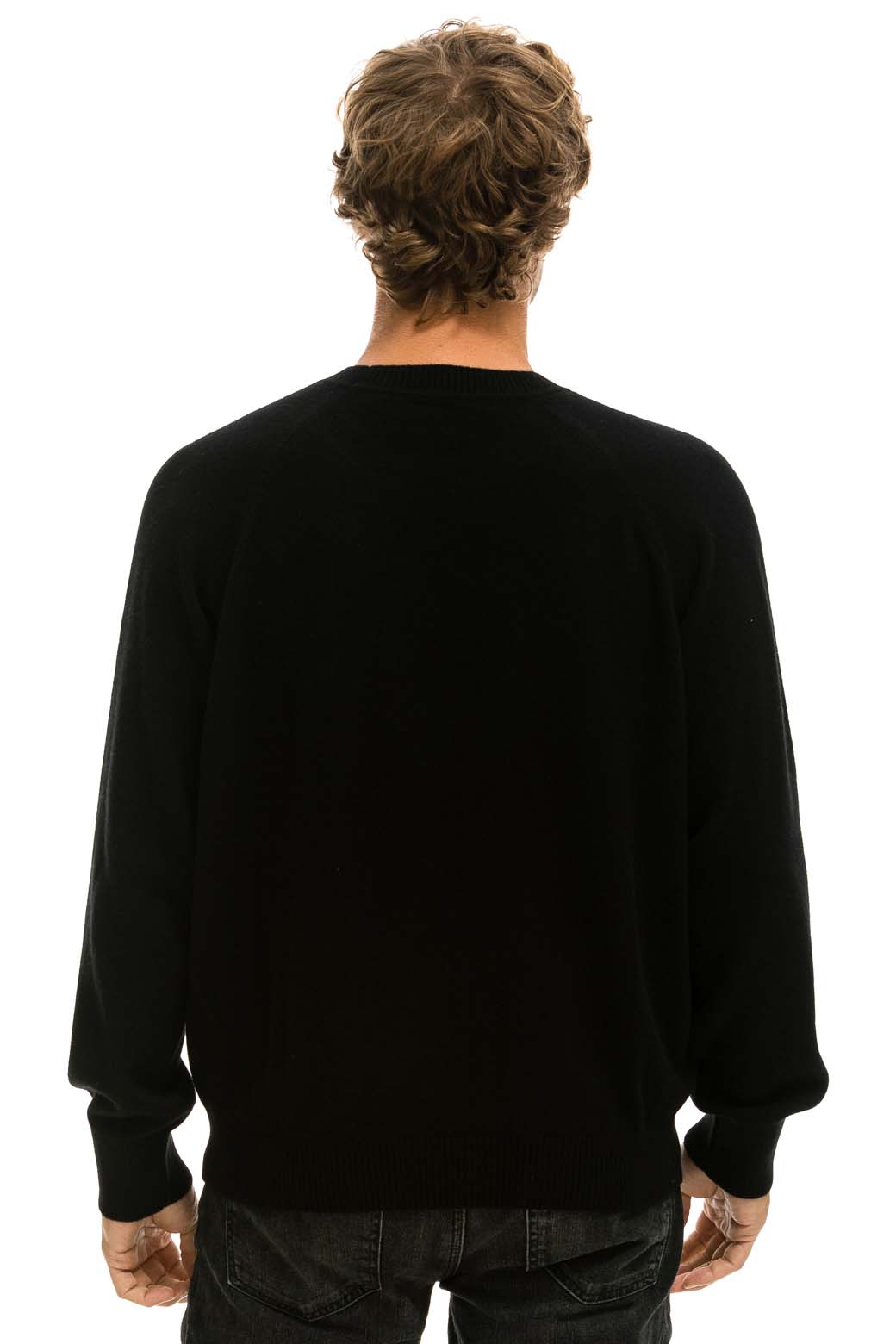 Aviator Nation UNISEX BOLT CASHMERE LIGHT SWEATER - BLACK // WHITE BOLT