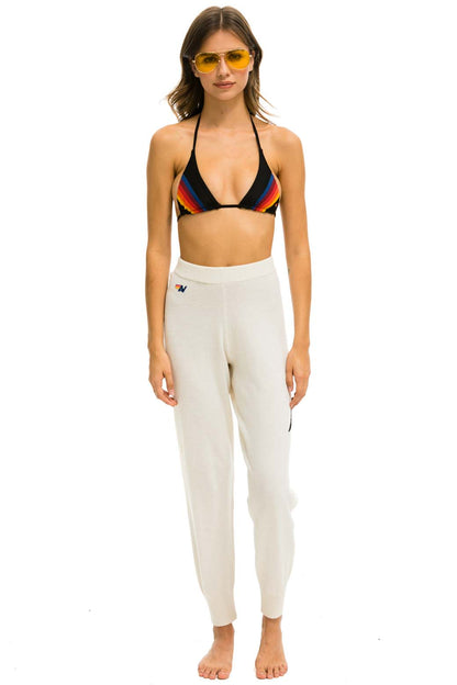 Aviator Nation BOLT CASHMERE LIGHT SWEATER PANT - VINTAGE WHITE // BLACK BOLT