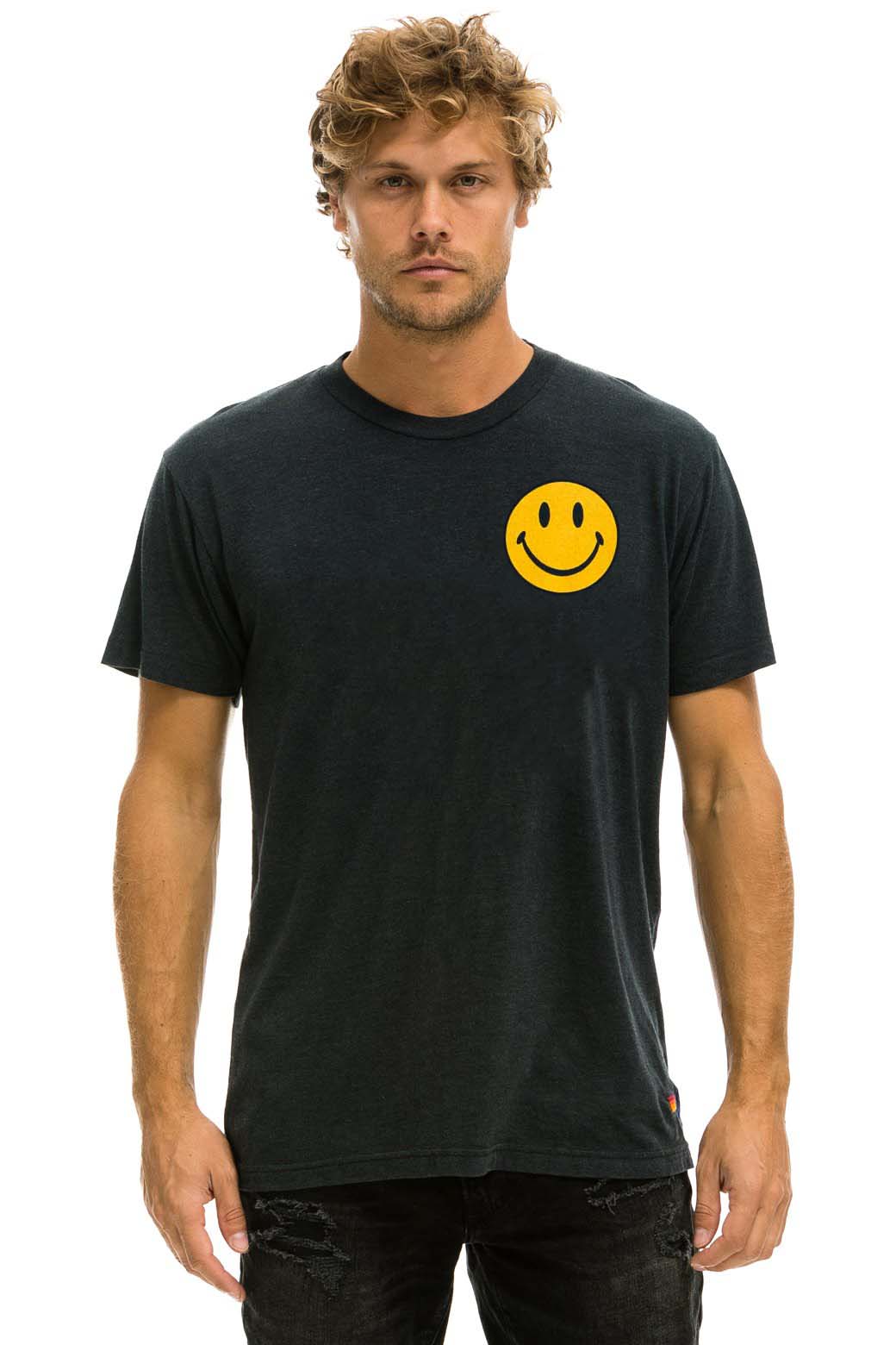 Aviator Nation SMILEY 2 CREW TEE - CHARCOAL