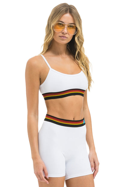 Aviator Nation LOGO 4 INCH HI-RISE BIKER SHORT - WHITE