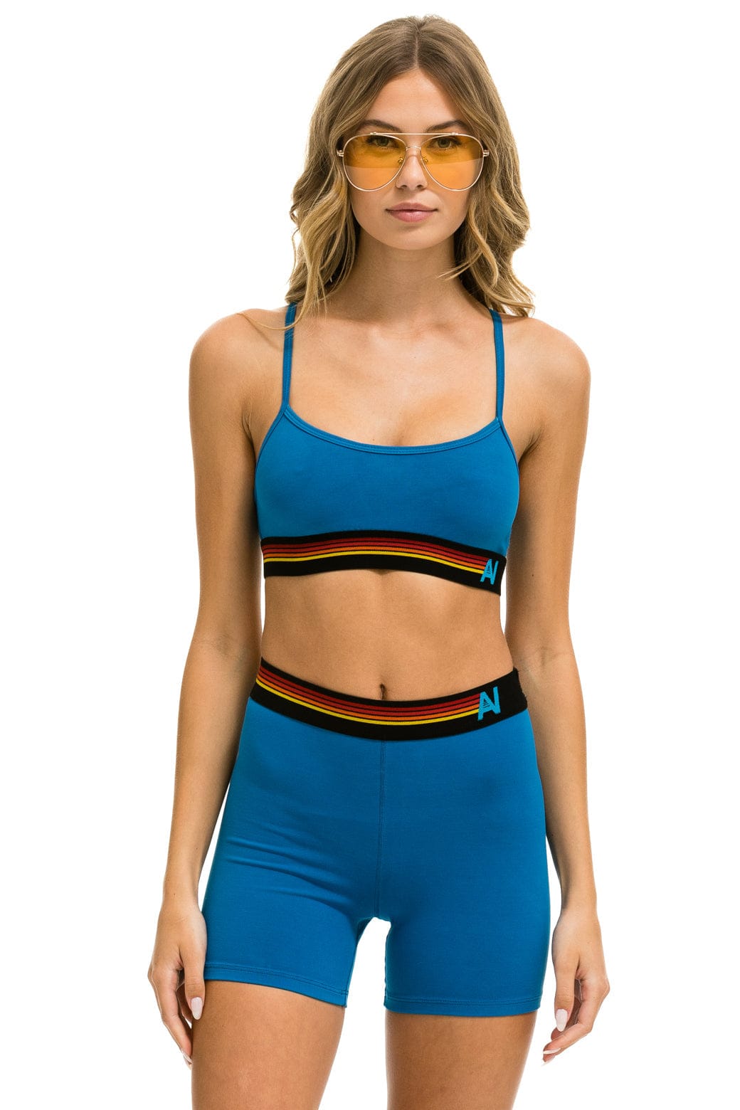 Aviator Nation LOGO ADJUSTABLE BRALETTE - CARIBBEAN