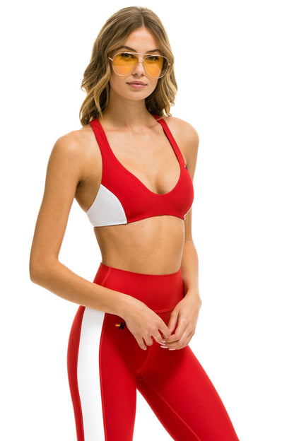 Aviator Nation COLOR BLOCK BRALETTE  SPORTS BRA - CHERRY