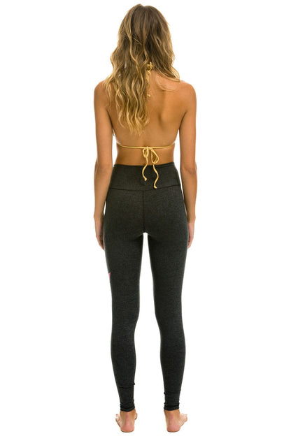 Aviator Nation FULL LENGTH HI-RISE BOLT LEGGINGS - CHARCOAL // NEON PINK