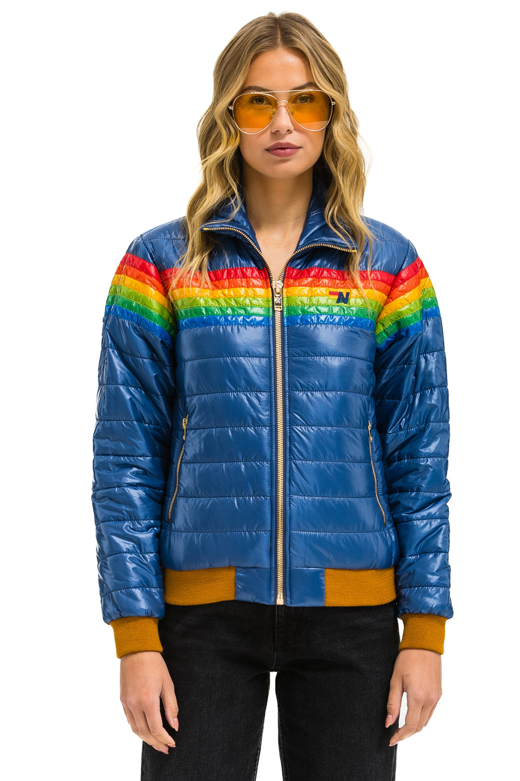 Aviator Nation 6 STRIPE JACKET -  GLOSSY DEEP BLUE